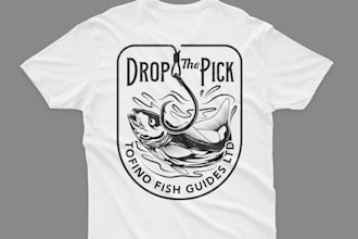 design a unique fishing, hunting, and mountain logo