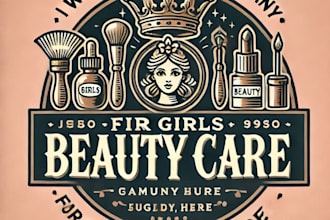 do girls beauty care vintage logo design with business