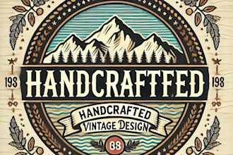 do awesome handcrafted vintage logo design with 1 day delivery