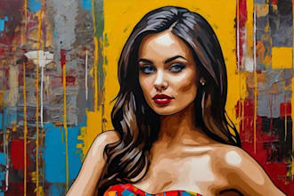 draw oil painting pop art in abstract style from photos