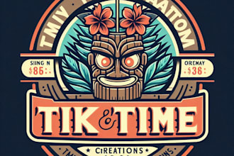 do awesome style tiki times ber vintage logo design with express delivery