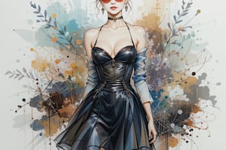 make a digital fashion illustration in my style