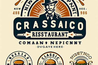 do awesome classic restaurant vintage logo design with unlimited review