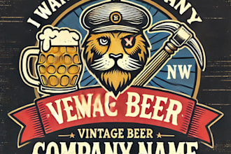 do awesome vintage beer label logo design with 1 day delivery
