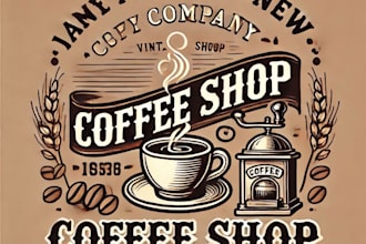 do awesome coffee shop vintage logo design with unlimited review