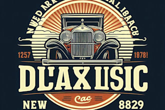 do classic car dealership vintage logo design with unlimited review