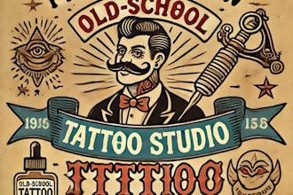 do make old school tattoo studio vintage logo design with 1 day delivery