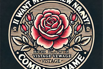 do wonderful rose flower vintage logo design with unlimited review