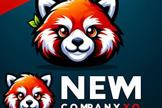 do crate red panda mascot logo design with company