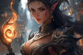 make a cool dnd character and fantasy concept art for you