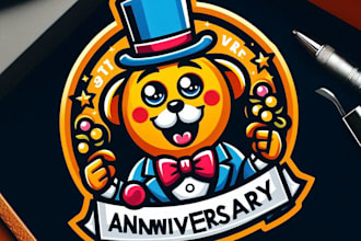 do crate anniversary mascot logo design with express delivery