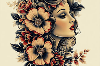 do old school or traditional style tattoo design