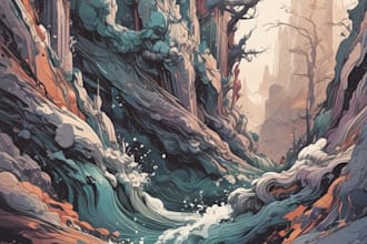 draw abstract art, oil paint, digital color paint