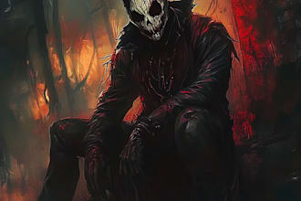 create a fantasy horror character art and horror art