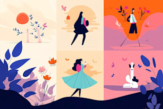 draw vectorised, modern, flat illustrations