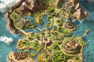 make fantasy map illustration for dnd, novels