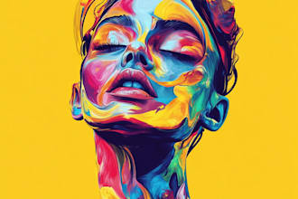 paint expressive colorful abstract portraits