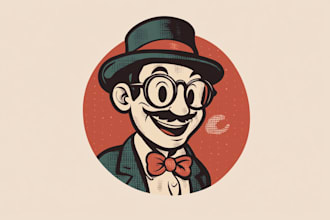 create classic vintage retro cartoon character mascot illustration logo
