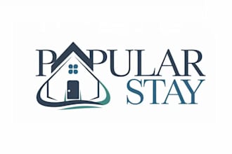 design a modern real estate logo for your social network startup