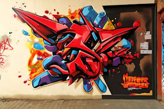 make graffiti street art portrait collage and canvas pop art