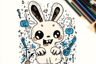 draw custom kawaii doodle and coloring pages that are unique