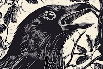 do artistic linocut illustration in my style