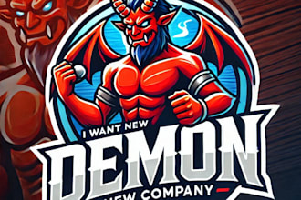 do awesome demon mascot sport logo design with unlimited review