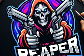 do make reaper mascot design logo with unlimited review