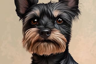 draw your cat, dog, or any pet into cartoon vector portrait