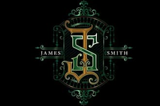 create awesome vintage, monogram hand tattoo logo
