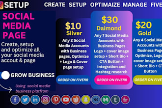 social media setup and page optimization for your business
