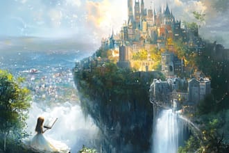 design a fantasy, whimsical and disney style for novel title and logo