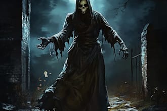 draw a horror and fantasy horror character art