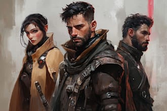 draw d and d, fantasy character or sci fi illustration, dnd and concept art