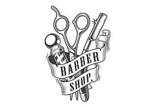 do creative barber shop and unique barber logo design