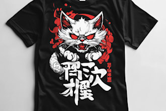 create a custom japanese style t shirt design, anime