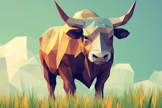 do professional geometric low poly illustration