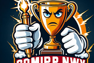 do make e sports logo champion trophy mascot design with unlimited review