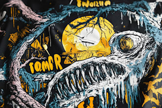 draw a custom dark surrealism for apparel