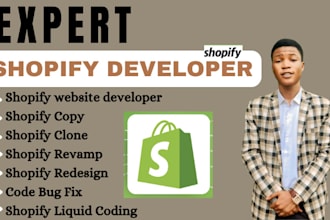be your shopify website developer, copy, clone, revamp, redesign shopify store