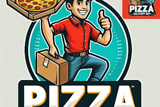 do make pizza delivery boy mascot logo design with unlimited review