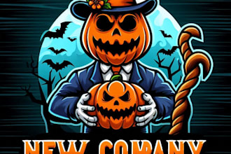 do awesome halloween mascot logo design with your company