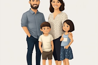 draw christmas couple family or pet portrait