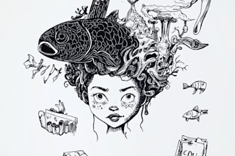 draw cute doodle illustrations for stickers, website, icons