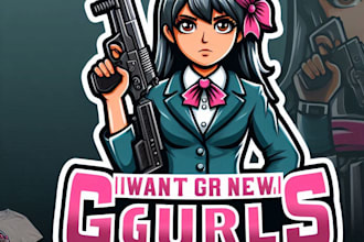 do make girls gun mascot logo design with unlimited review