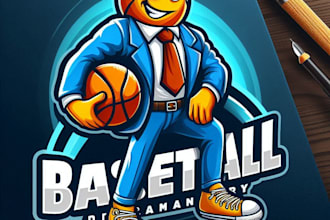 do awesome basketball mascot logo design with unlimited review