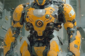 draw mecha robot armor character concept for you