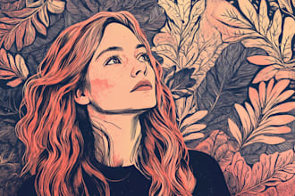 draw a custom portrait in linocut style