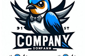 do make swallow bird mascot logo  design with unlimited review