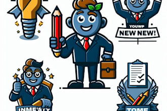make mascot logo set of leadership with express delivery